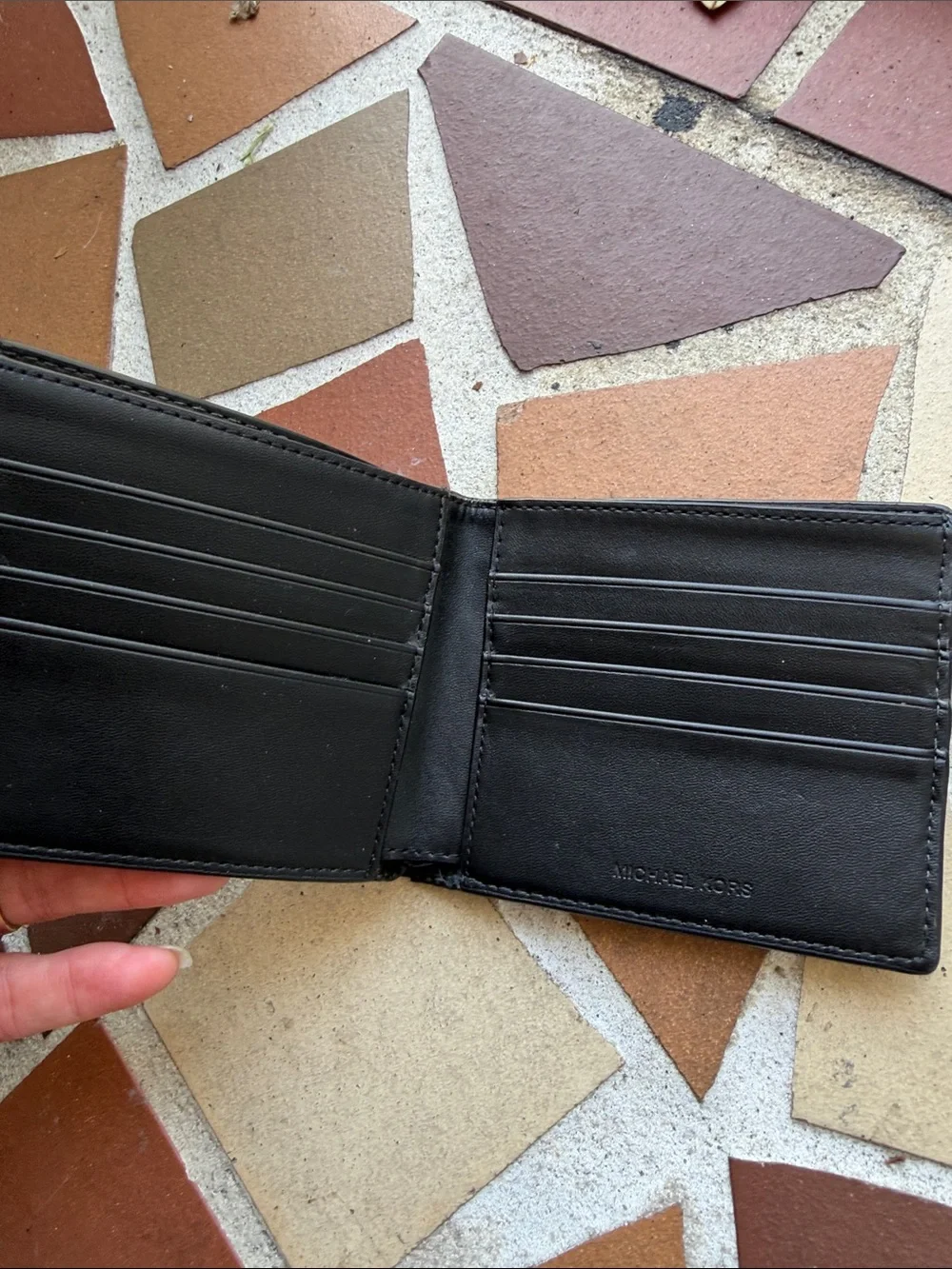 Michael Kors Cooper Mens Orange Monogram MK Bifold Wallet. EUC
